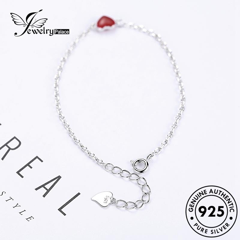 Jewelrypalace Asli Wanita925 Gelang Perak Hati Fashionable Merah B112