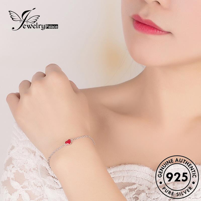 Jewelrypalace Asli Wanita925 Gelang Perak Hati Fashionable Merah B112