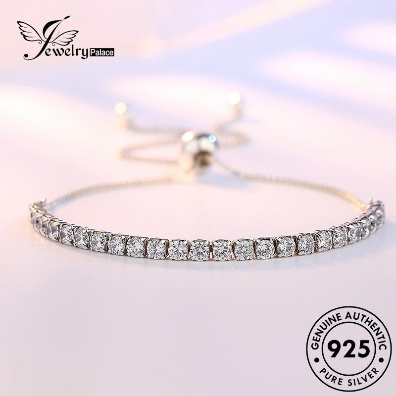 Jewelrypalace Manik-Manik Perak925 Asli Moissanite Temperamen Wanita Berlian Gelang B4