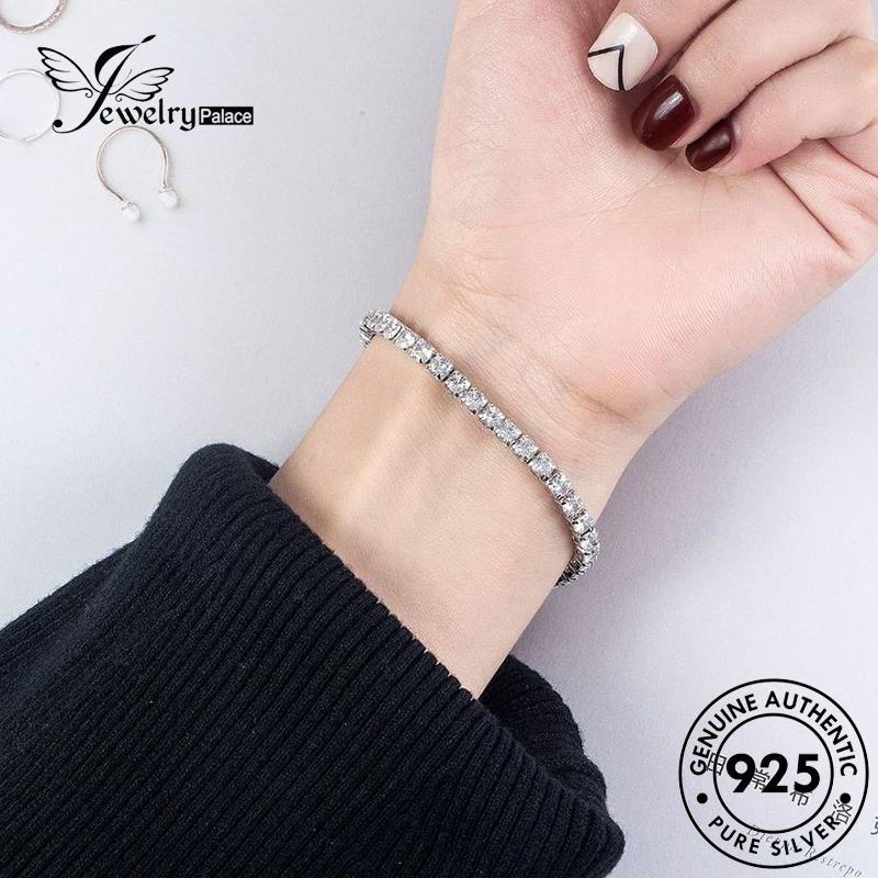 Jewelrypalace Gelang Perak925 Moissanite Asli Berlian Berkilau Wanita B8