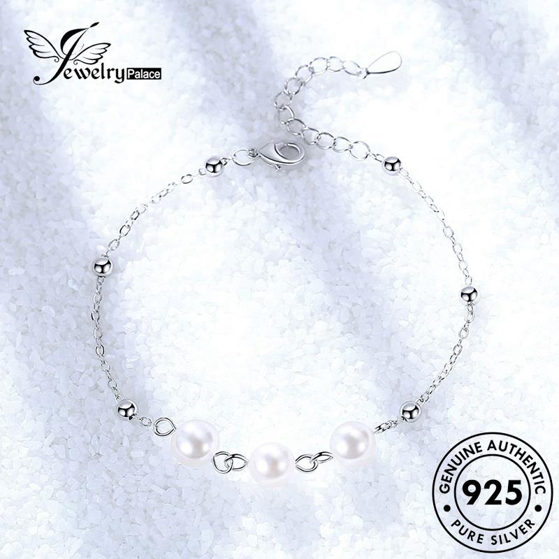 Jewelrypalace Gelang Tangan Mutiara Pearl Simple925 Bulat Wanita Perak Asli B36