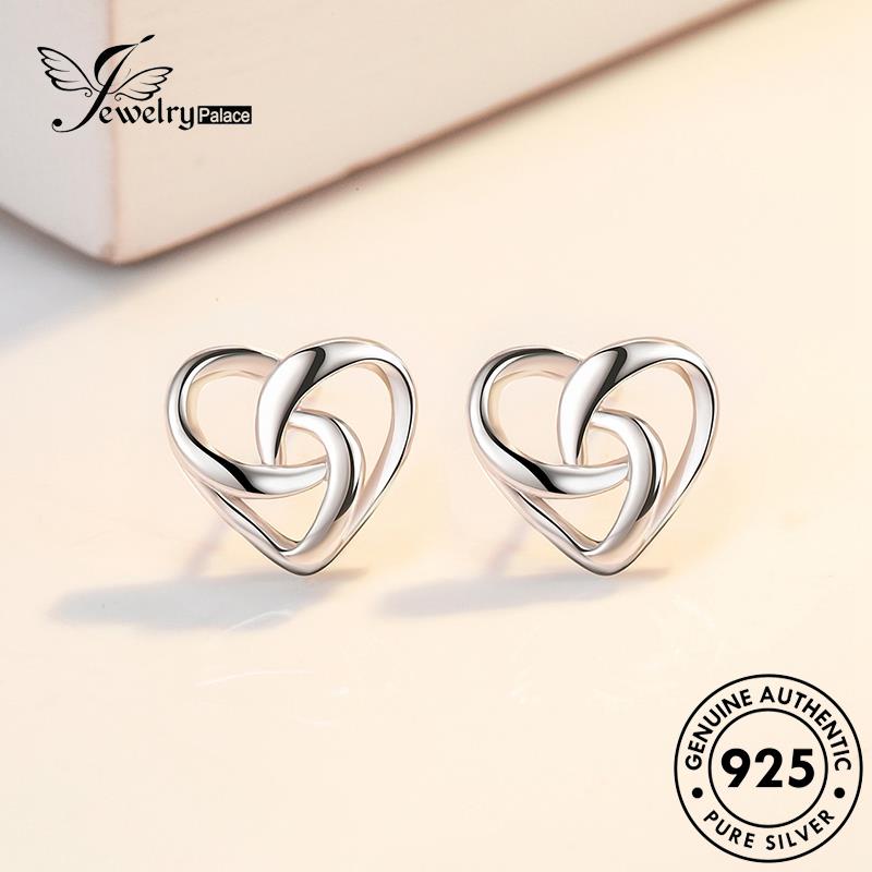 Jewelrypalace925 Anting Love Tusuk Wanita Perak Asli Simple E44