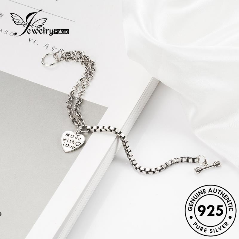 Tempat Perhiasan Wanita925 Gelang Tangan Asli Hati Silver Retro B213