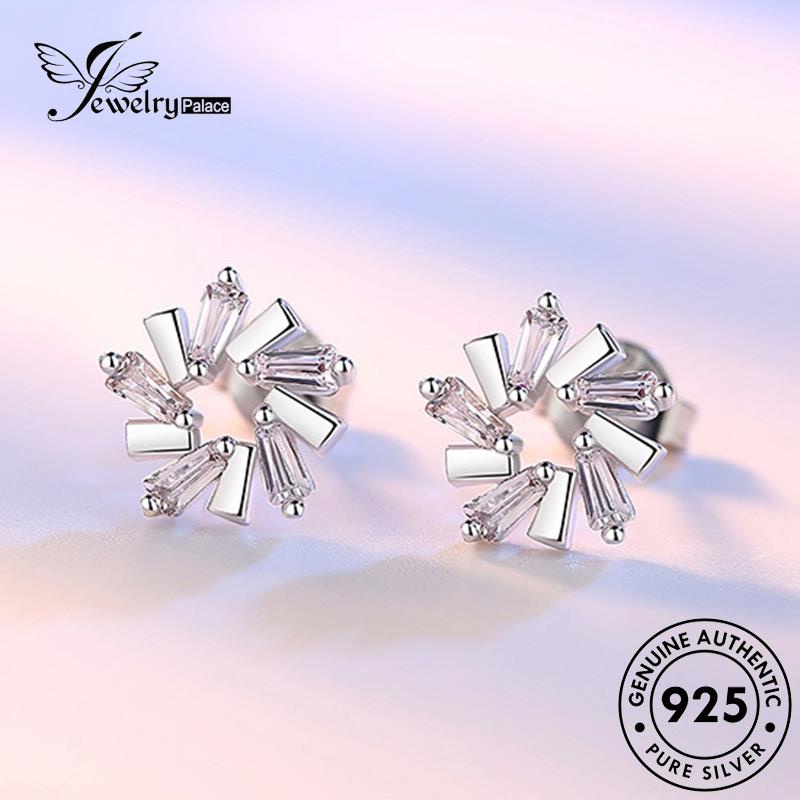 Jewelrypalace Anting Wanita Stud Perak Fashion925 Berlian Asli Es Moissanite Bunga E75