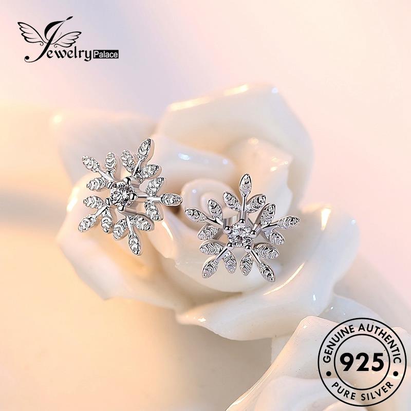 Jewelrypalace Anting Fashion Snowflake Stud Perak Berlian925 Wanita Moissanite Asli E81