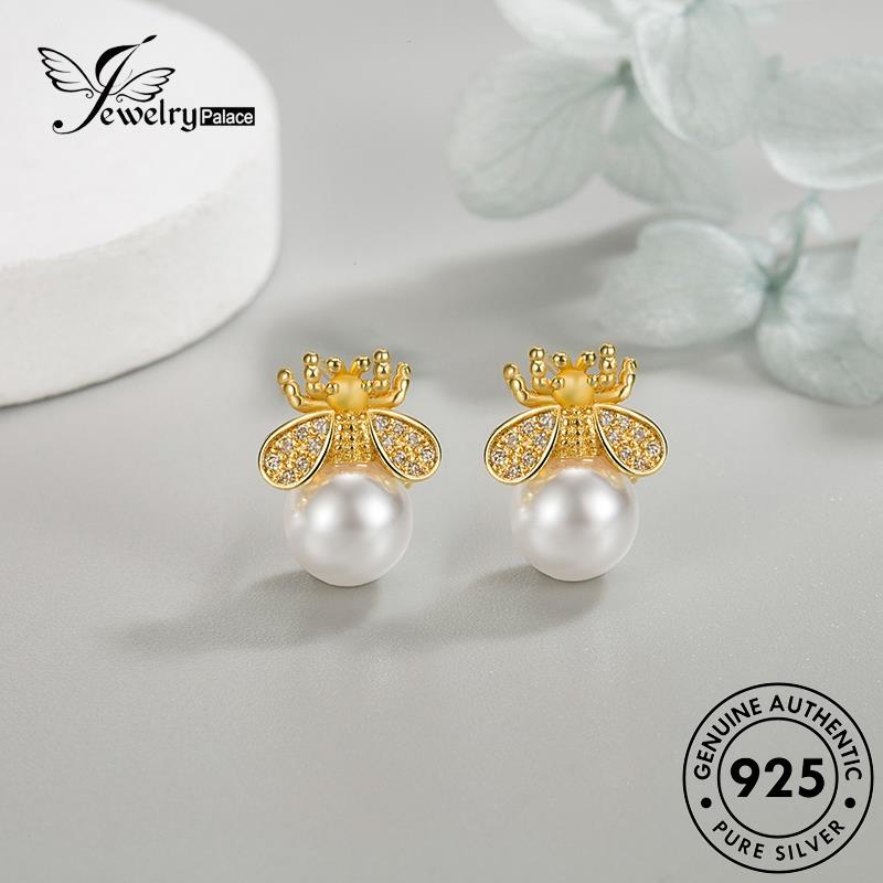 Jewelrypalace Anting Perak Asli Stud Wanita Kepribadian Mutiara925Emas Lebah E143