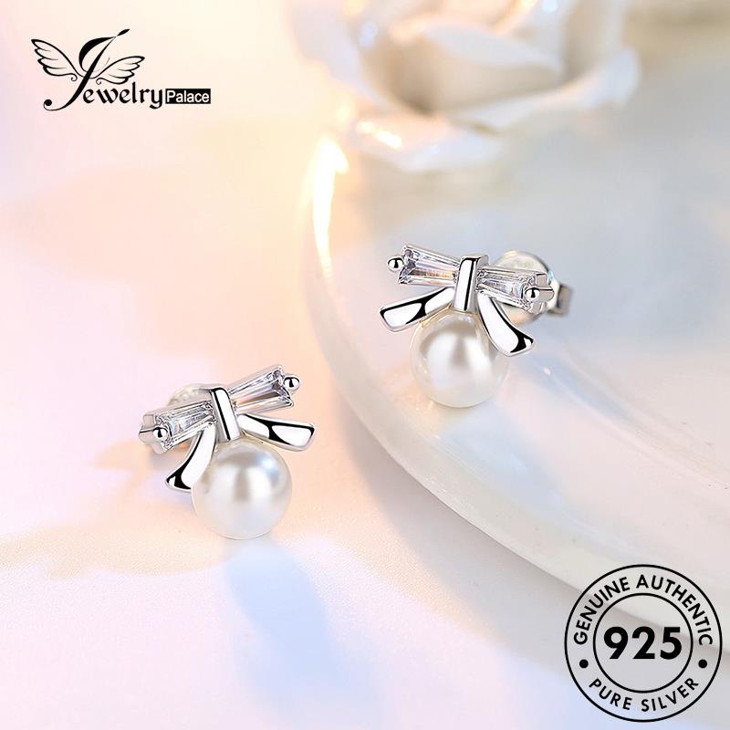 Jewelrypalace Dasi Wanita925Mutiara Asli Stud Anting Perak Bow E154