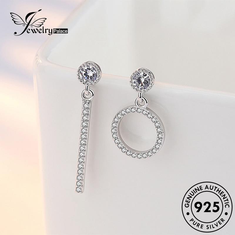 Jewelrypalace Asli Stud Perak Wanita Lingkaran Simple Anting Berlian925 Moissanite E129