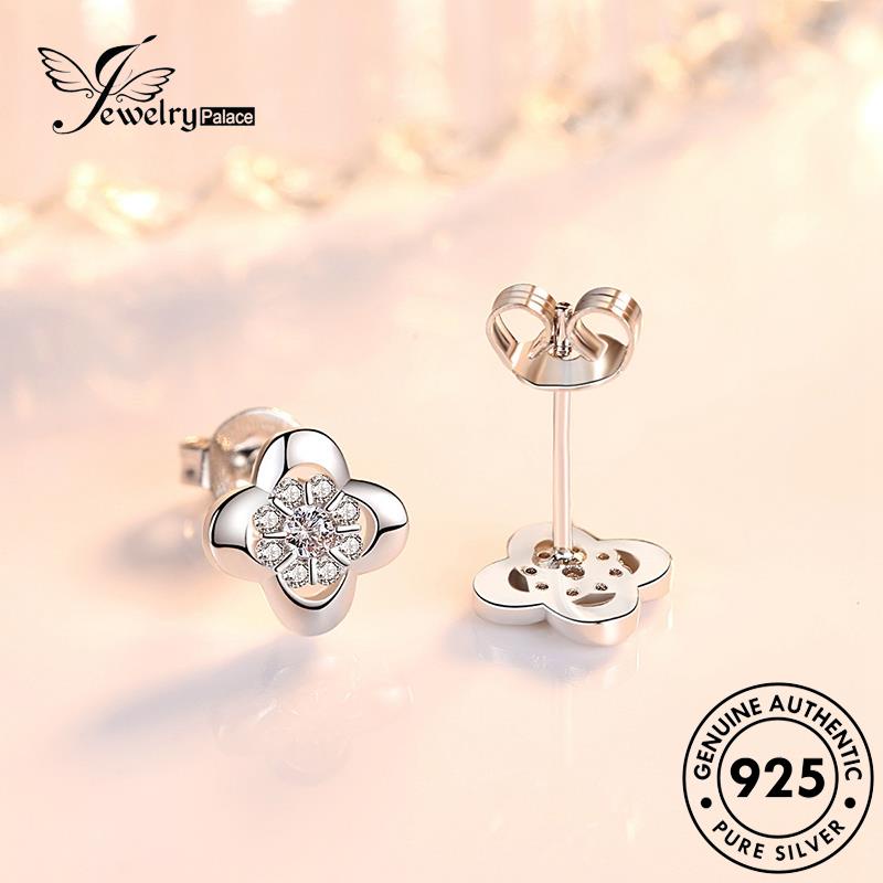 Jewelrypalace Berlian Wanita Simple Perak925 Stud Moissanite Anting Bunga Asli E257