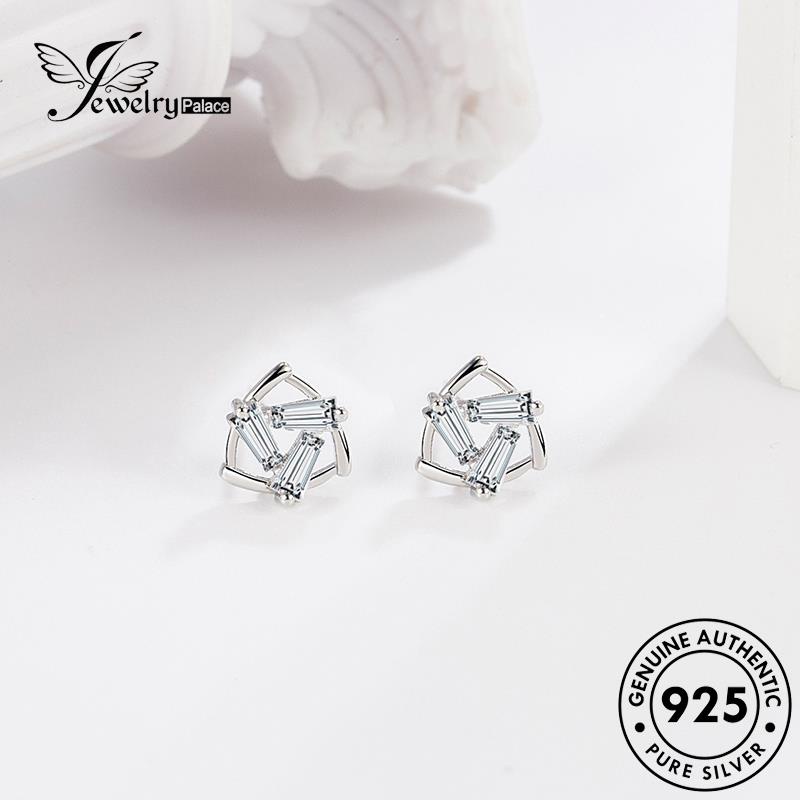 Jewelrypalace Asli Mutiara Stud Perak Emas Anting Segitiga Temperamen Wanita925 E214