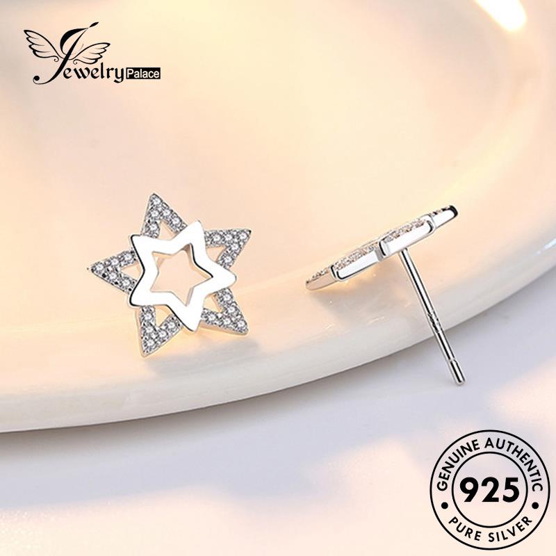 Jewelrypalace Asli Wanita Anting Bintang Berlian Perak Kepribadian925 Moissanite Stud E225