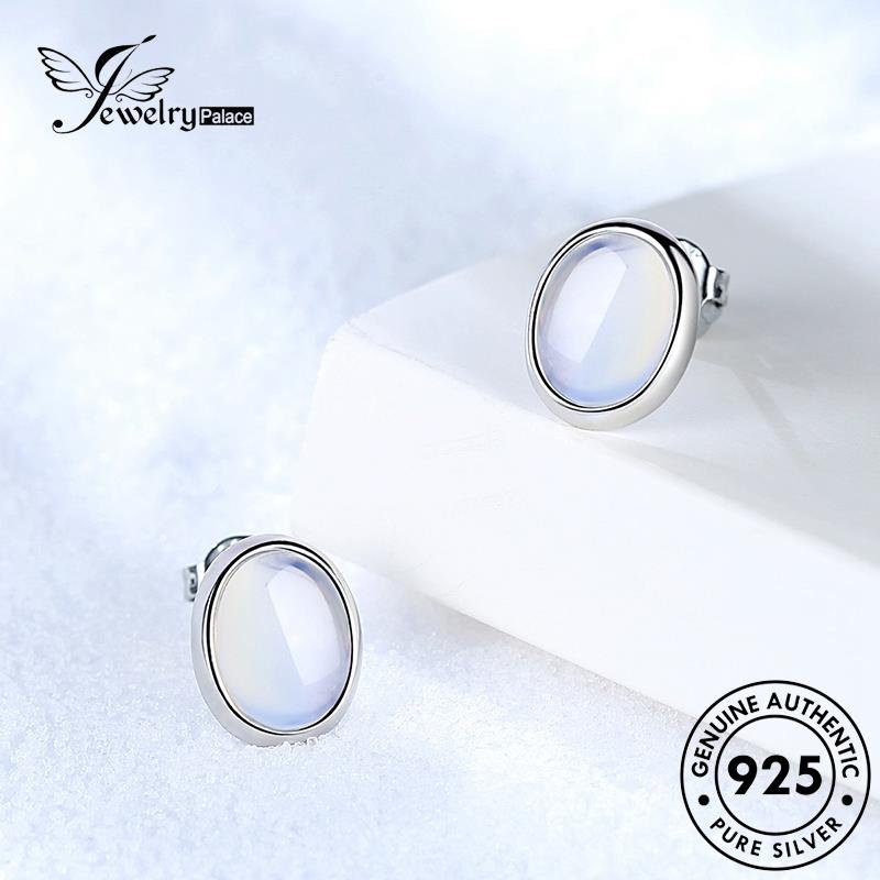 Jewelrypalace Moonstone Oval Temperamen Asli Wanita Anting Stud Perak925 E252