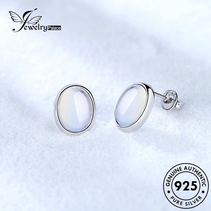 Jewelrypalace Moonstone Oval Temperamen Asli Wanita Anting Stud Perak925 E252