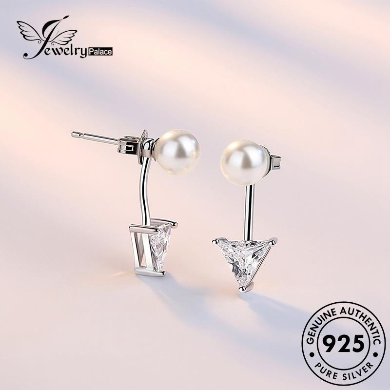 Jewelrypalace Asli Berlian Wanita Anting925 Kepribadian Perak Segitiga Moissanite Stud E336