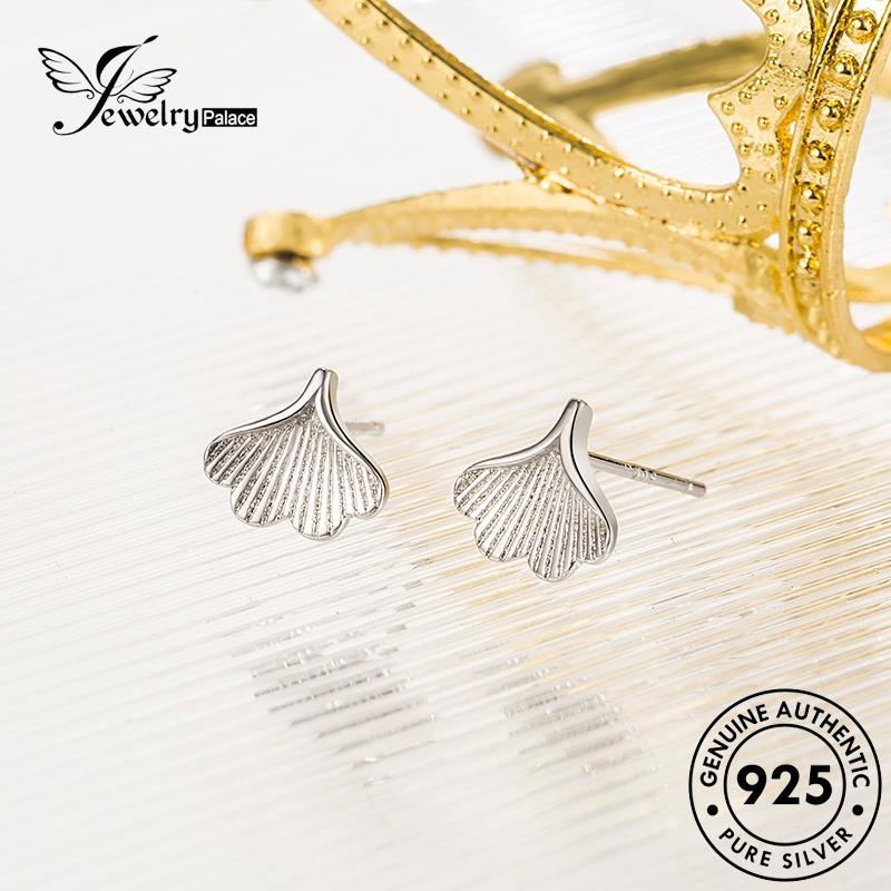 Jewelrypalace Personalized Stud Ginkgo Biloba Anting Wanita925 Berlian Perak Moissanite Asli E315