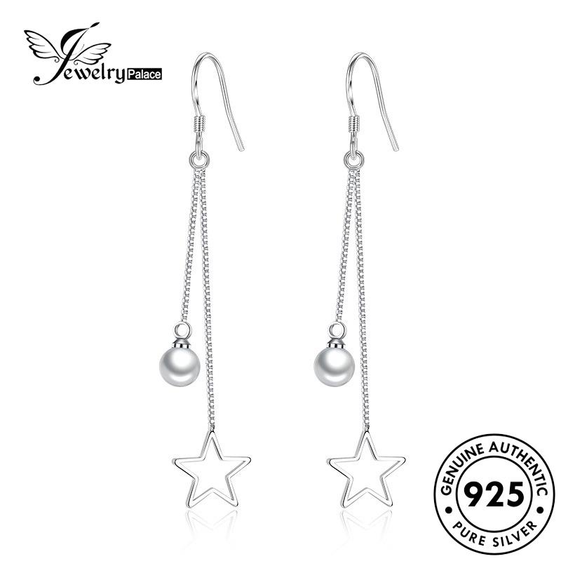 Jewelrypalace Perak Berujung Lima Anting Kait Wanita Temperamen Asli Bintang925Mutiara E453