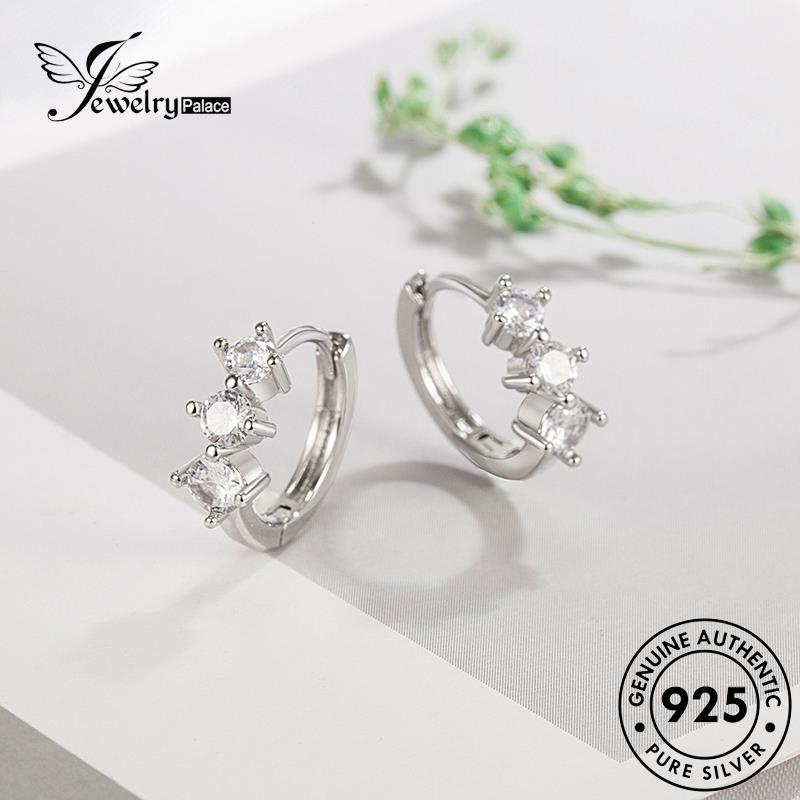 Jewelrypalace Hoop Perak Wanita925 Moissanite Anting Asli Berlian Simple E428