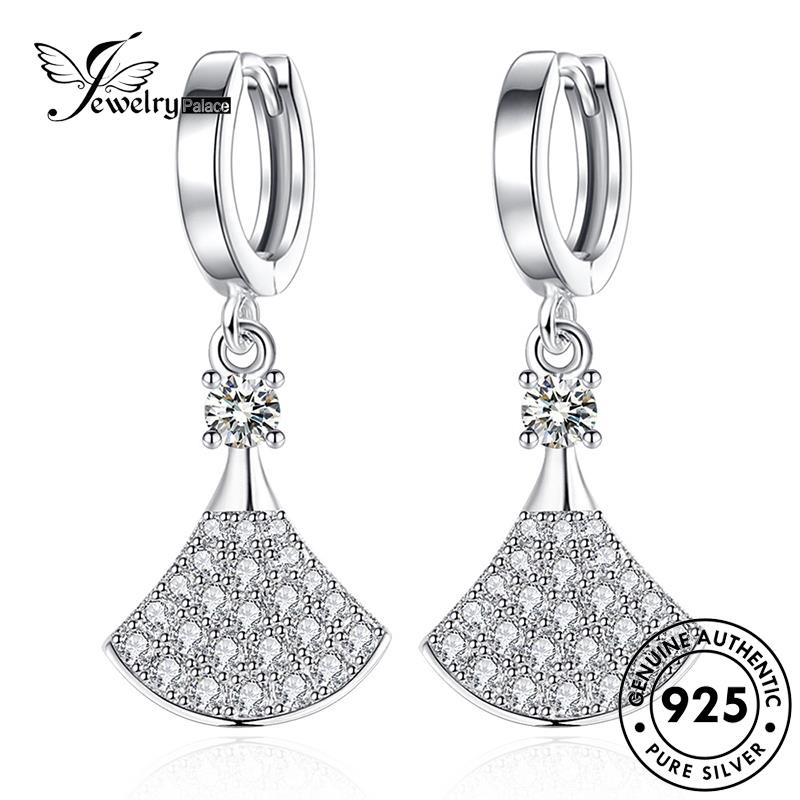 Jewelrypalace Anting Hoop Fashion Berlian Moissanite Sektor Perak Wanita925 Emas Asli E429