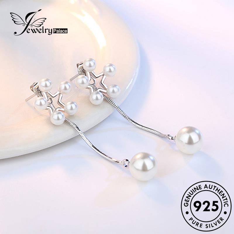 Jewelrypalace Anting Tusuk Mutiara Asli925 Wanita Perak Elegan Pentagram E601