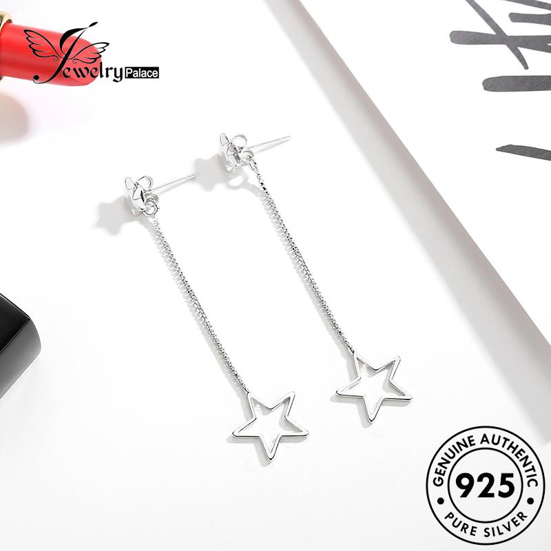 Perhiasantempat Wanita Stud Perak Asli Pentagram Anting Manis925 E554