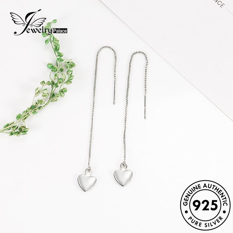 Jewelrypalace Anting Wanita Asli Drop Silver Love925 Simple E642