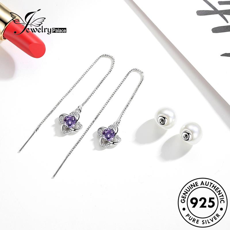 Jewelrypalace 925drop Bunga Mutiara Anting Perak Asli Abadi Wanita Bahasa E654
