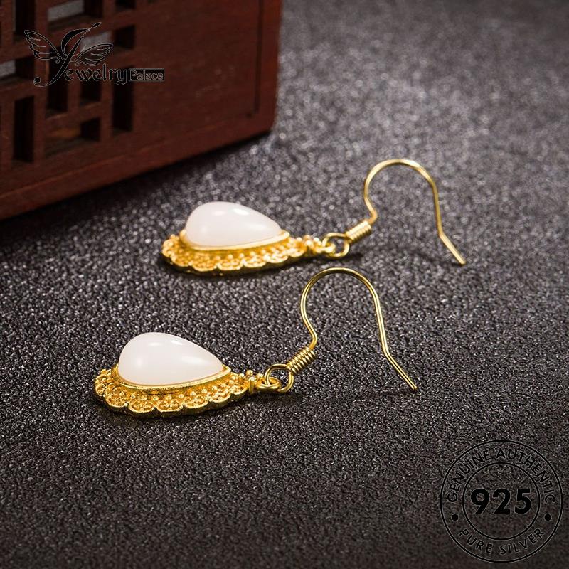 Jewelrypalace Anting Emas925 Giok Perak Asli Wanita Hook Lace Vintage E718