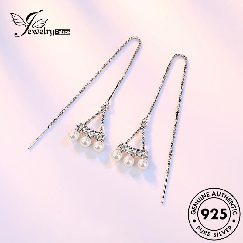 Jewelrypalace Wanita925 Anting Tusuk Mutiara Vintage Kipas Perak Asli E676