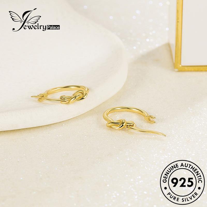 Jewelrypalace Anting Hoop Lingkaran Perak Asli Wanita925 Gold Simple E692