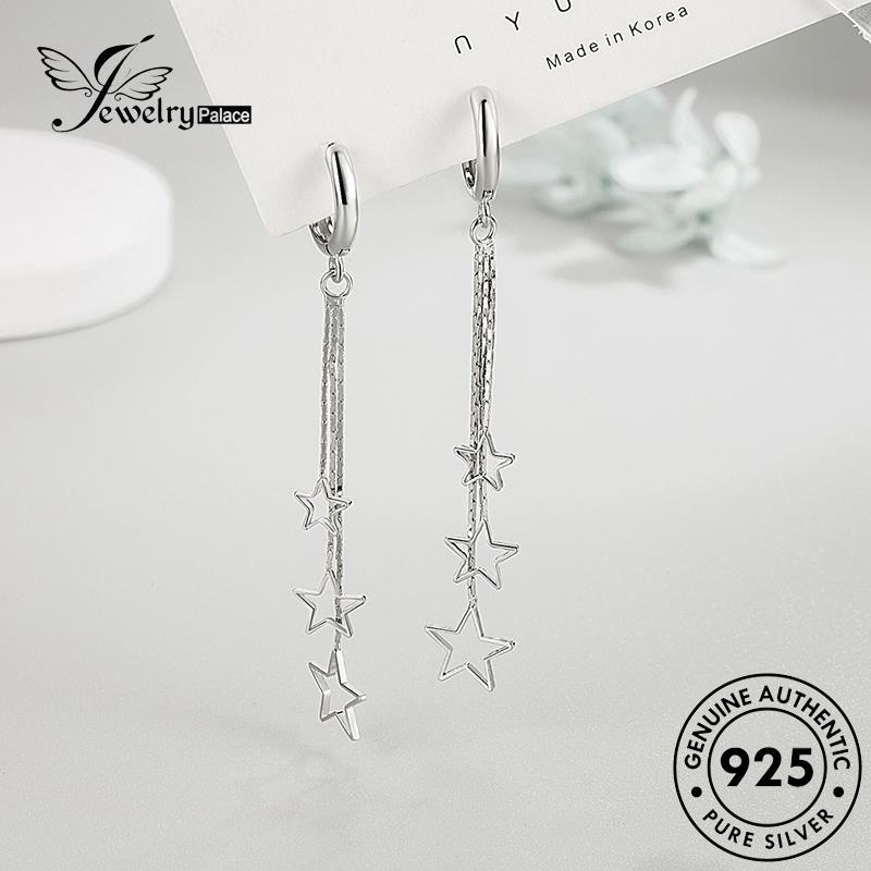 Jewelrypalace Anting Hoop Temperamen Wanita Perak Asli Bintang Berujung Lima925 E698