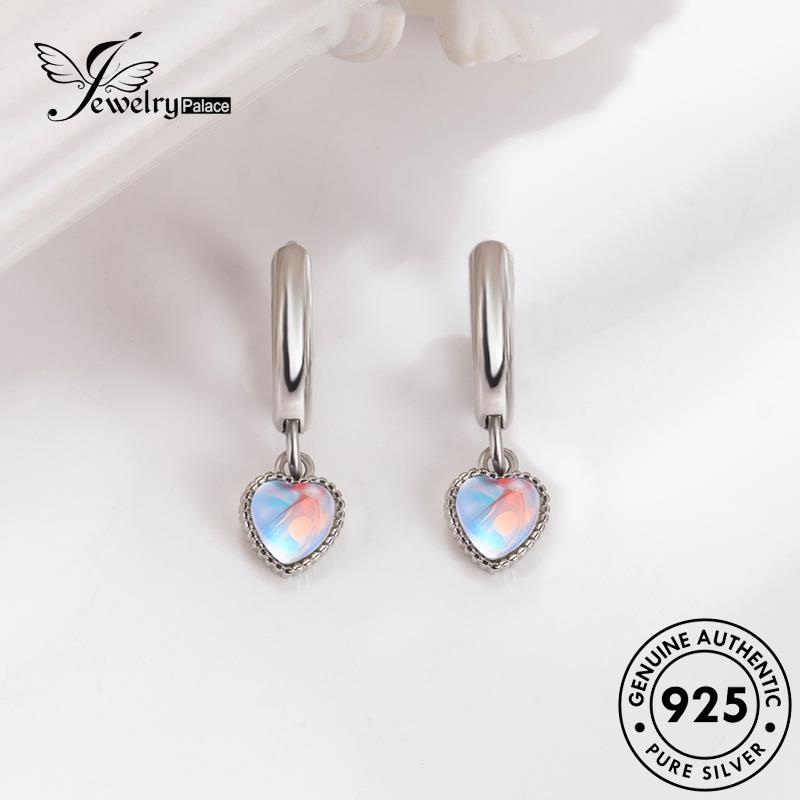 Jewelrypalace Hoop Romantic Moonstone Wanita Asli Anting Love925 Perak E771