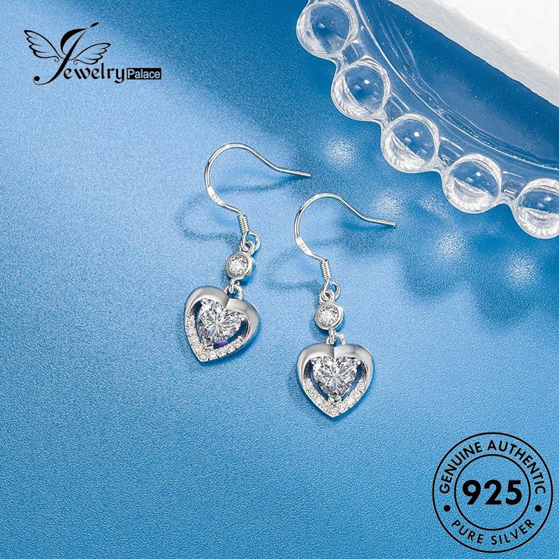 Jewelrypalace925peribadian Bentuk Kait Asli Wanita Anting Safir Hati Perak E781