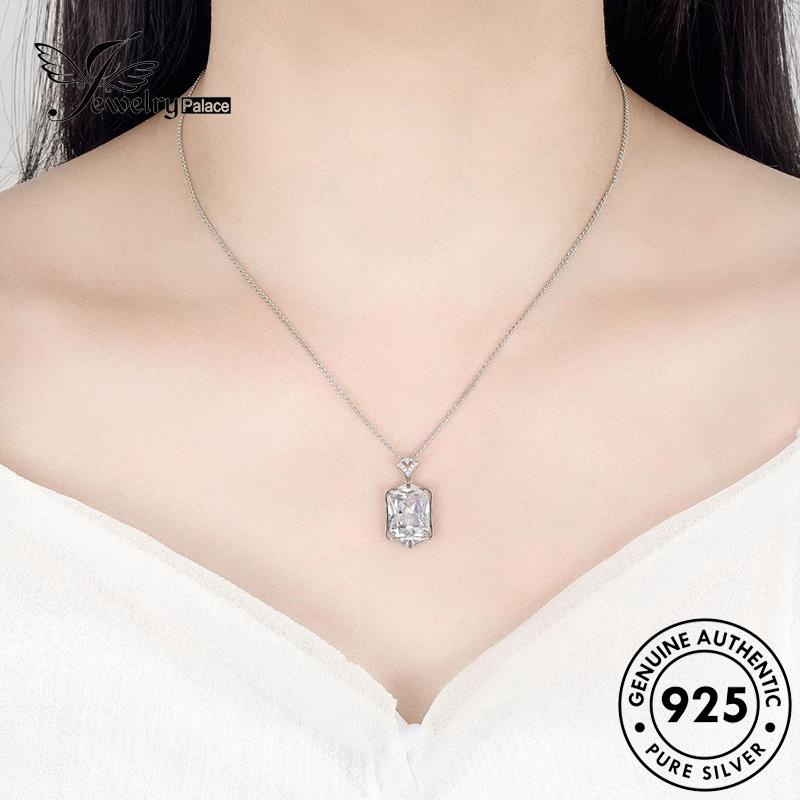 Jewelrypalace Emas Berlian Wanita Perak925 Kalung Persegi Asli Moissanite N23