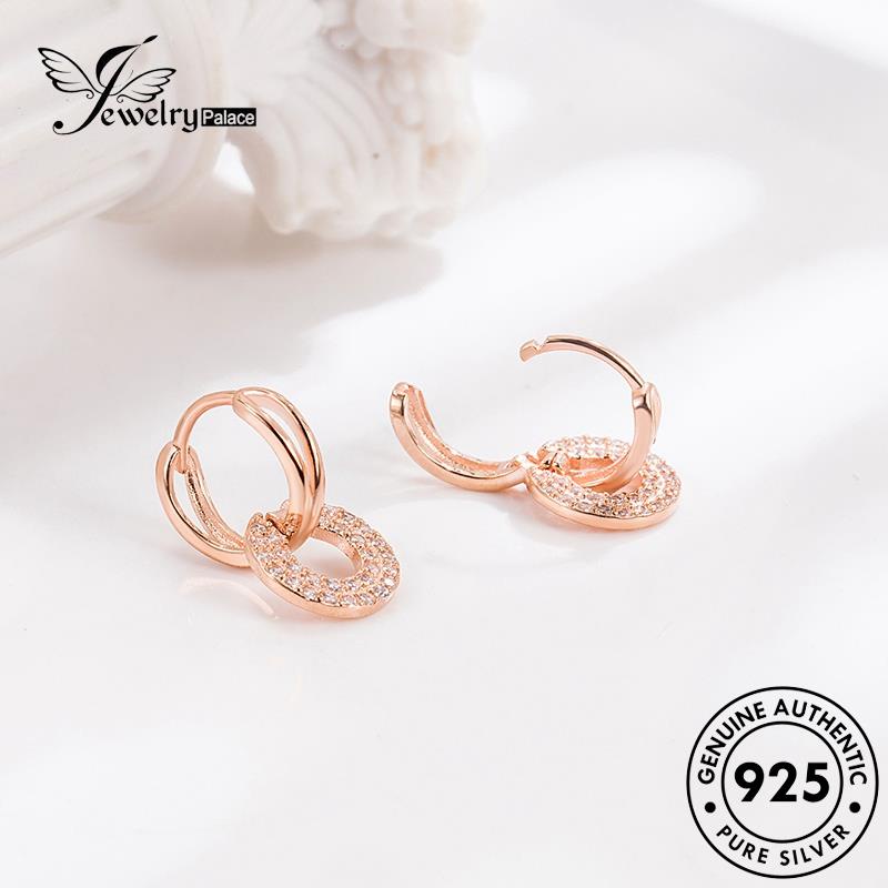 Jewelrypalace Anting Wanita Perak Kepribadian Berlian Moissanite Asli Hoop Bulat925 E787