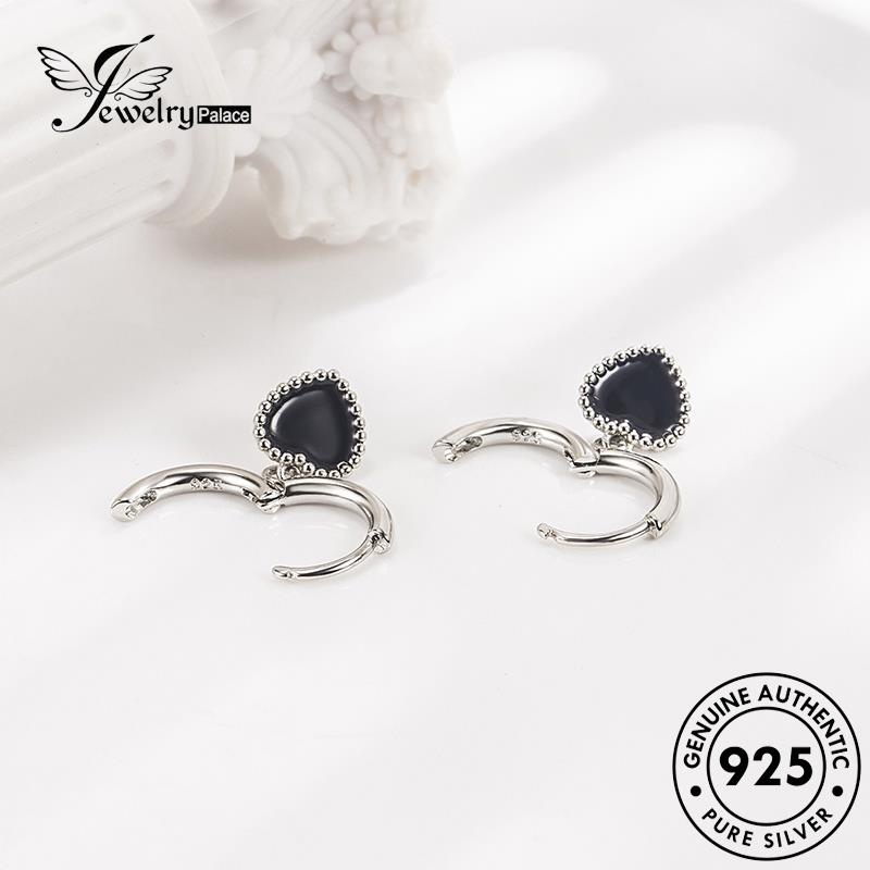 Jewelrypalace Asli925 Senior Perak Cinta Wanita Anting Hati Hoop E790