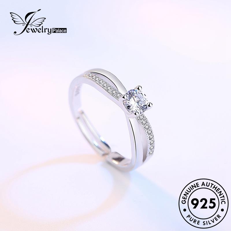 Jewelrypalace Original Cincin Moissanite Berlian Wanita Perak Silang925 Fashion R3