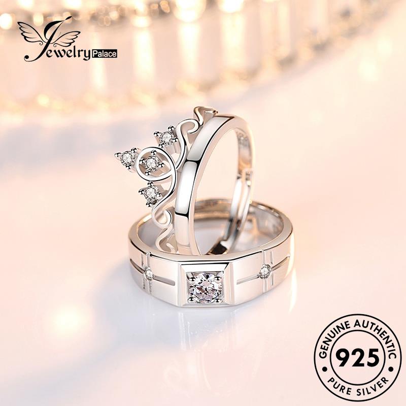 Jewelrypalace 925cincin Moissanite Berlian Perak Asli Couple Fashion Mahkota R45