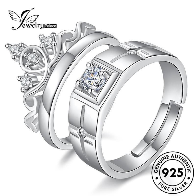 Jewelrypalace 925cincin Moissanite Berlian Perak Asli Couple Fashion Mahkota R45