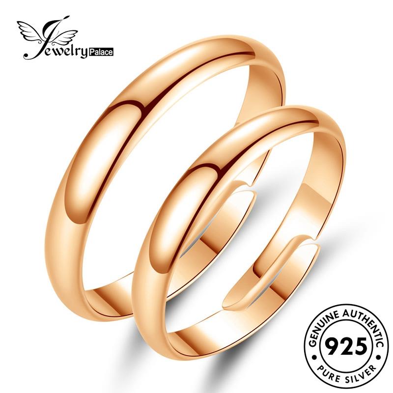 Perhiasanpalace Glossy925 Cincin Asli Perak Simple Couple Gold R85