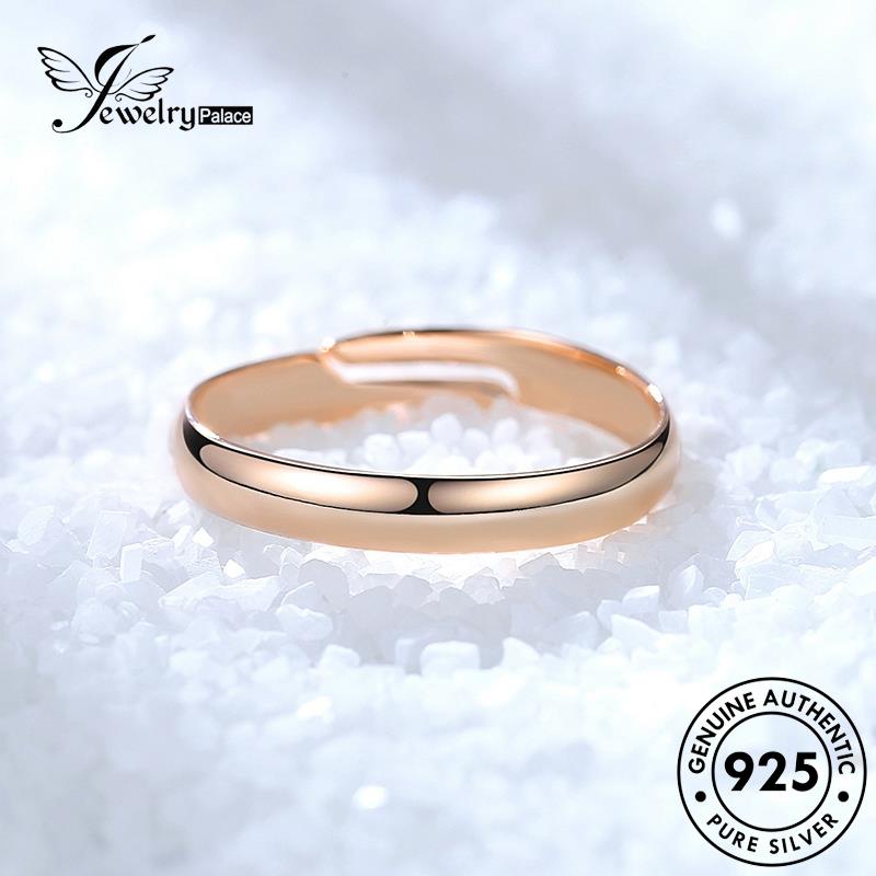 Perhiasanpalace Glossy925 Cincin Asli Perak Simple Couple Gold R85