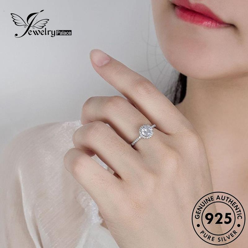 Jewelrypalace Asli Perak Wanita Moissanite Berlian925 Full Berlian Bulat Cincin R143