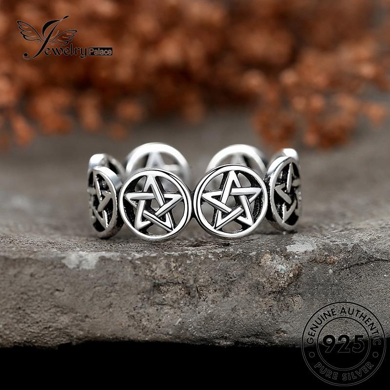 Tempat Perhiasan Wanita Stars Rings Perak Asli925 Retro R145