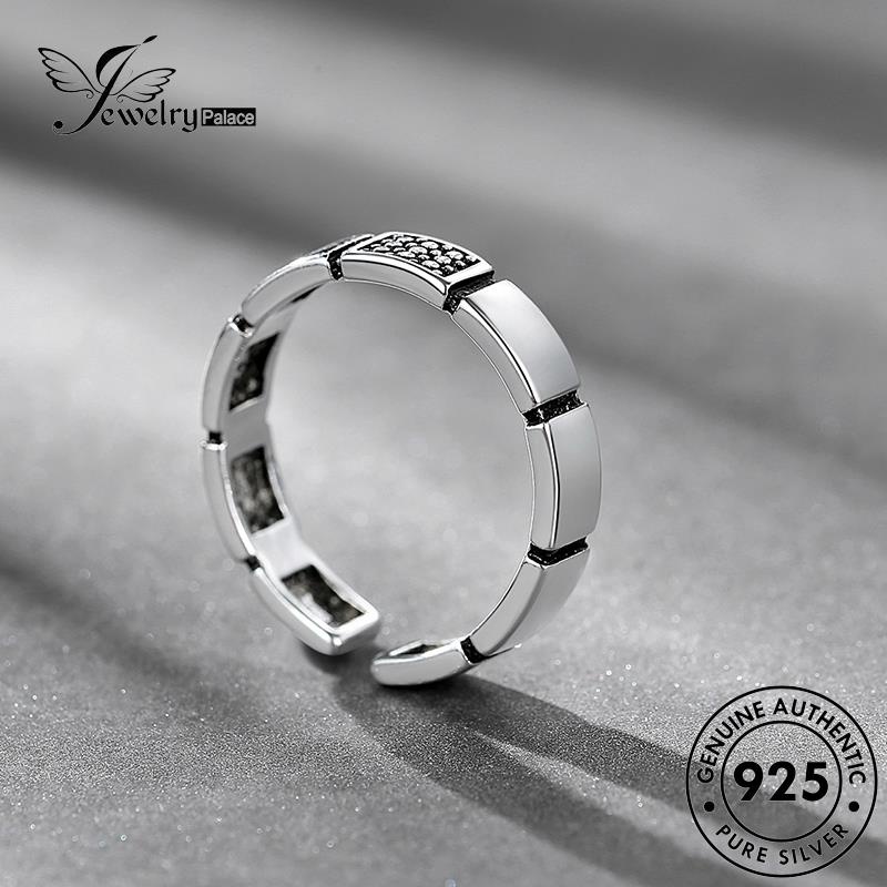 Tempat Perhiasan Wanita Perak Asli Persegi925 Cincin Kreatif R243