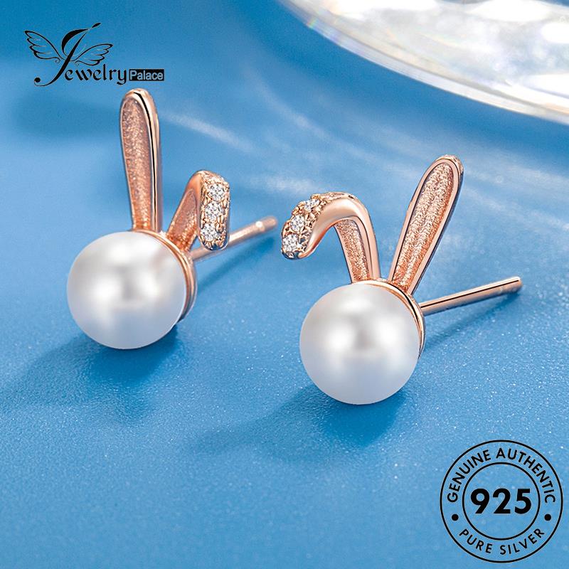 Jewelrypalace Anting Tusuk Mutiara Wanita Silver Rabbit Playful925Asli E798