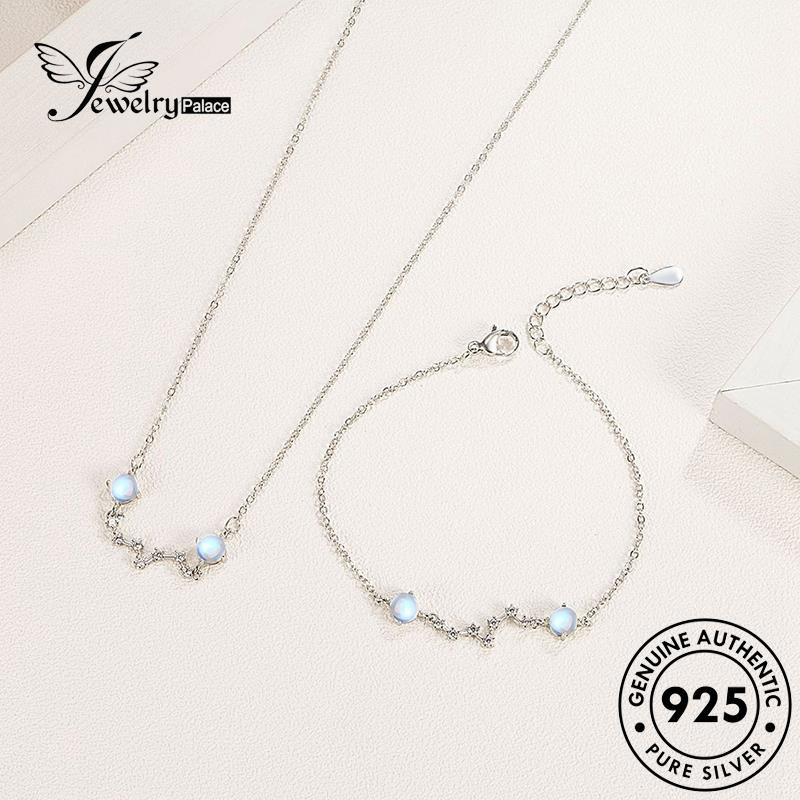 Perhiasantempat Set Opal Romantis Gayung925 Wanita Besar Asli Kalung Perak Emas S17