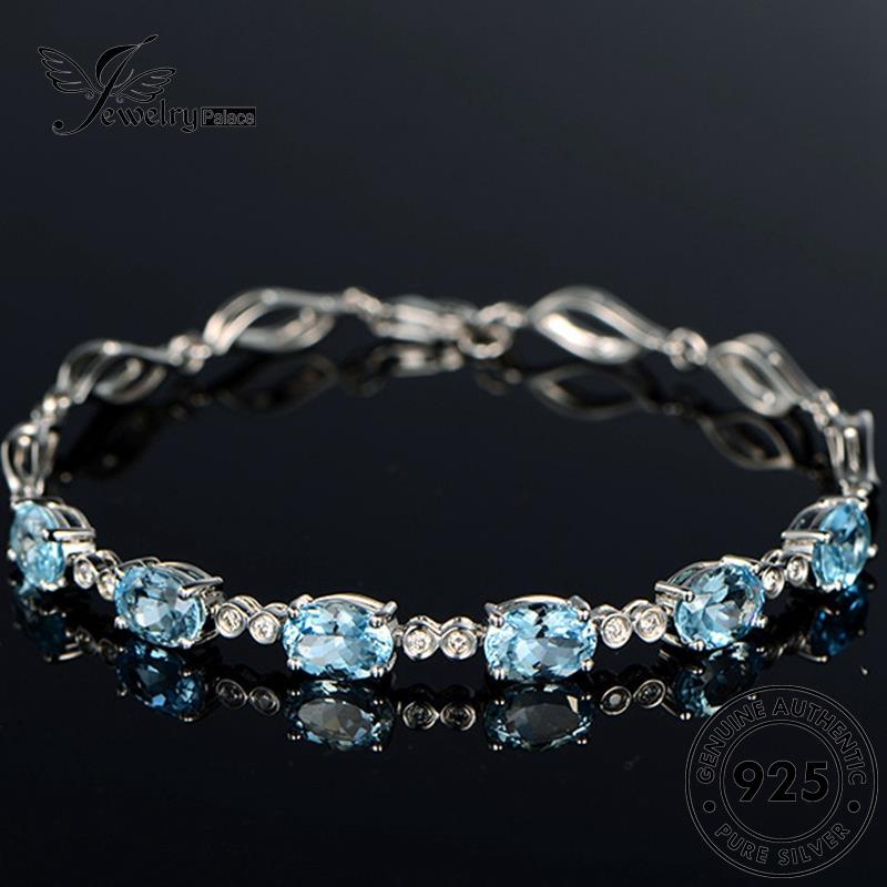 Jewelrypalace Mewah Perak925 Asli Aquamarine Gelang Wanita B30