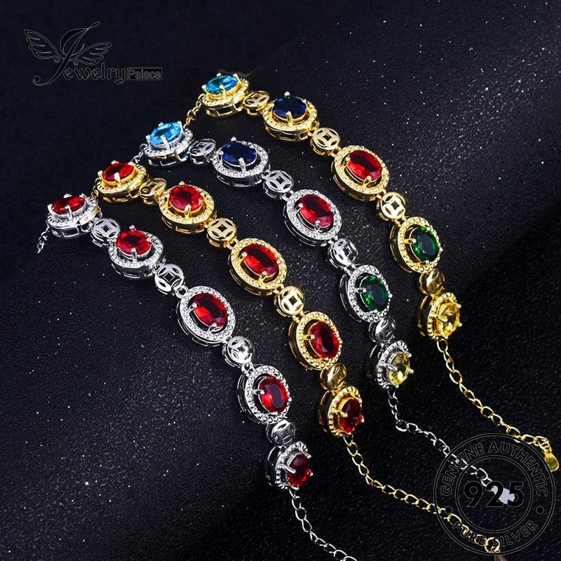 Jewelrypalace Perak Wanita Emas Asli Gelang Batu Akik925 Oval B112