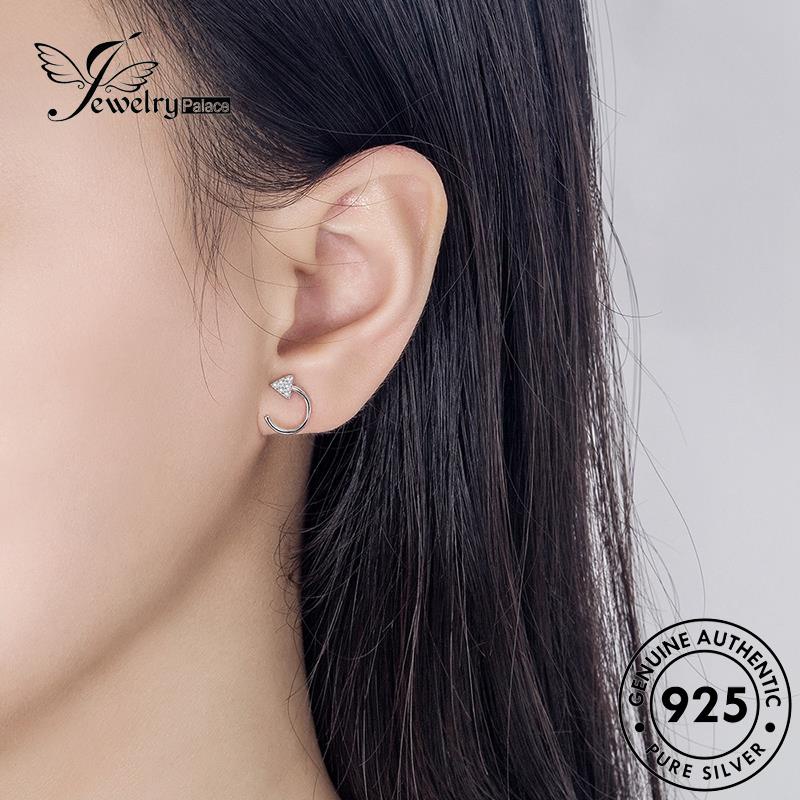 Jewelrypalace 925liter Stud Anting Potong Rambut Berlian Wanita Moissanite Perak Asli E804