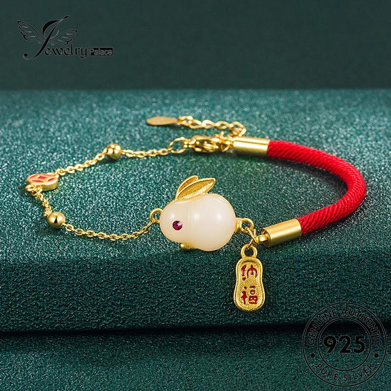 Jewelrypalace Perak925 Asli Giok Kelinci Wanita Good Luck Gelang B240