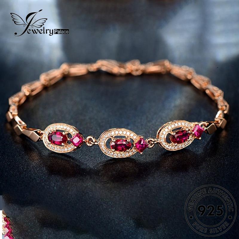 Jewelrypalace Noble Ruby925Gelang Perak Asli Wanita Gold B347